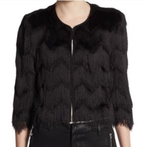 BCBGMAXAZRIA Crop Fringe Jacket